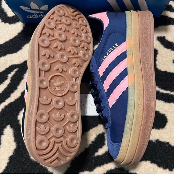 NWT Adidas Gazelle Bold Platform Shoes Dark Blue Pink Spark Women’s Size 7.5 - Picture 13 of 15